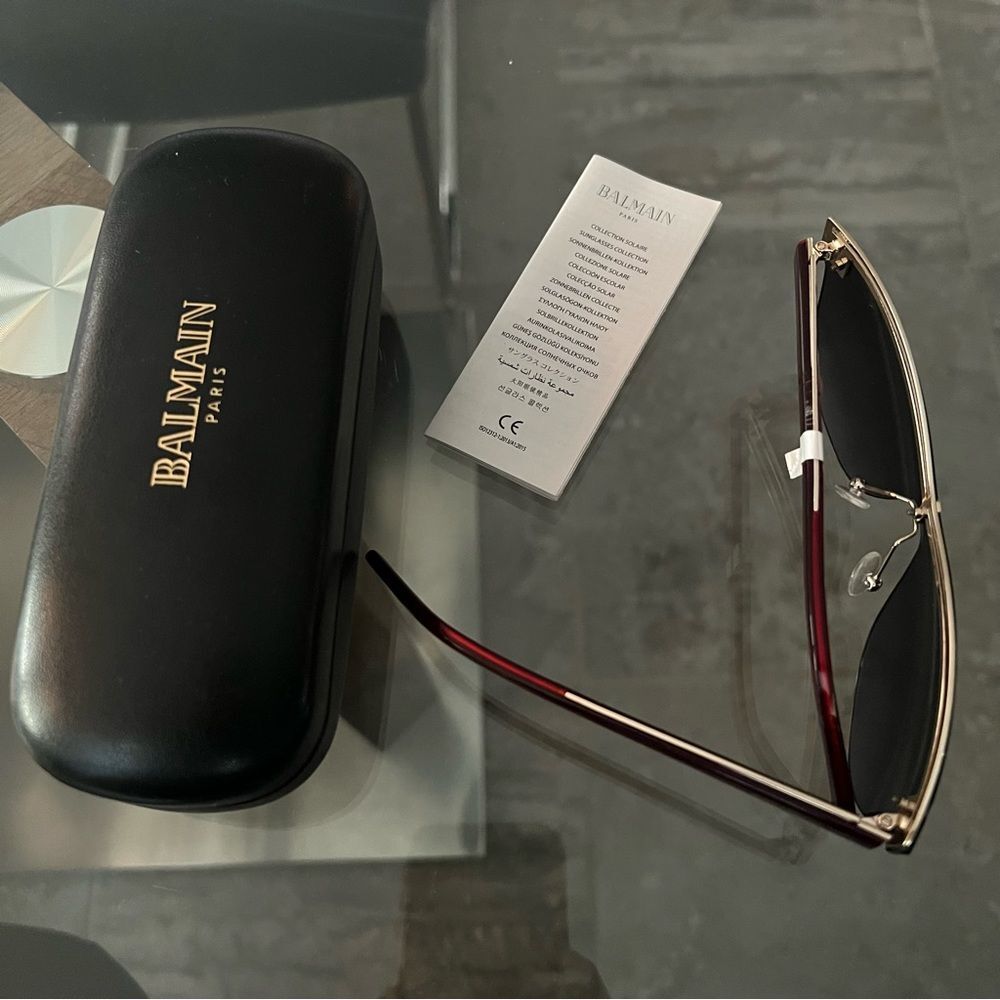 BALMAIN Sunglasses with Red Frames 70MM + Case, NWT - Picture 7 of 15